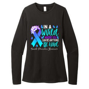 Be Kind Teal Purple Ribbon Suicide Prevention Awareness Womens CVC Long Sleeve Shirt