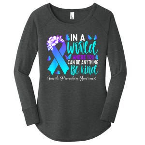 Be Kind Teal Purple Ribbon Suicide Prevention Awareness Women's Perfect Tri Tunic Long Sleeve Shirt