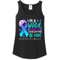 Be Kind Teal Purple Ribbon Suicide Prevention Awareness Ladies Essential Tank