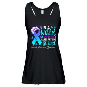 Be Kind Teal Purple Ribbon Suicide Prevention Awareness Ladies Essential Flowy Tank