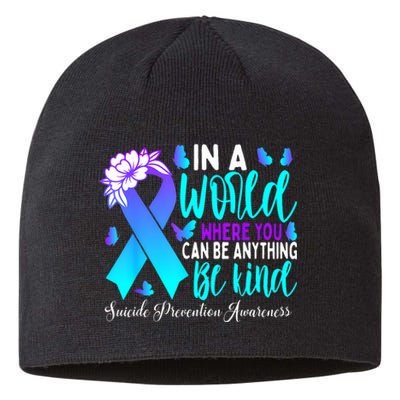 Be Kind Teal Purple Ribbon Suicide Prevention Awareness Sustainable Beanie