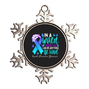 Be Kind Teal Purple Ribbon Suicide Prevention Awareness Metallic Star Ornament