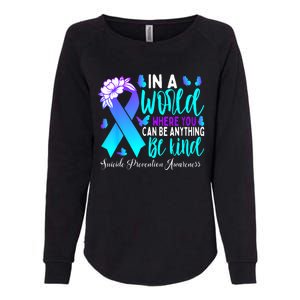 Be Kind Teal Purple Ribbon Suicide Prevention Awareness Womens California Wash Sweatshirt