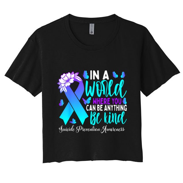 Be Kind Teal Purple Ribbon Suicide Prevention Awareness Crop Top