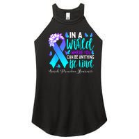 Be Kind Teal Purple Ribbon Suicide Prevention Awareness Women's Perfect Tri Rocker Tank