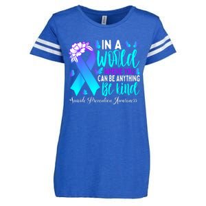 Be Kind Teal Purple Ribbon Suicide Prevention Awareness Enza Ladies Jersey Football T-Shirt