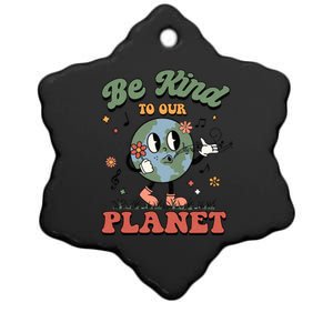 Be Kind To Our Planet Cute Groovy Earth Day Environtal Cute Gift Ceramic Star Ornament