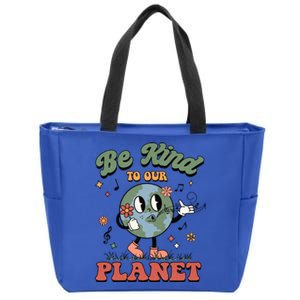 Be Kind To Our Planet Cute Groovy Earth Day Environtal Cute Gift Zip Tote Bag