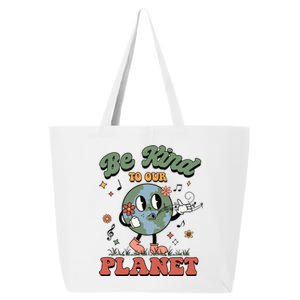 Be Kind To Our Planet Cute Groovy Earth Day Environtal Cute Gift 25L Jumbo Tote