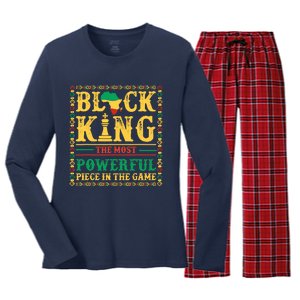 Black King The Most Powerful Piece In The Game Black History Women's Long Sleeve Flannel Pajama Set 