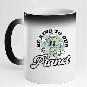 Be Kind To Our Planet Funny Save The Earth Retro Gift 11oz Black Color Changing Mug