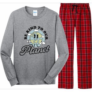 Be Kind To Our Planet Funny Save The Earth Retro Gift Long Sleeve Pajama Set