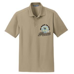 Be Kind To Our Planet Funny Save The Earth Retro Gift Dry Zone Grid Polo