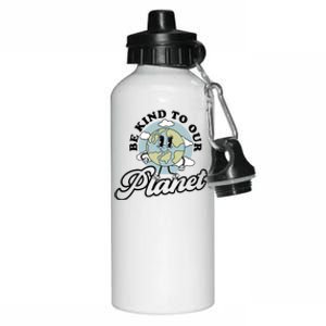 Be Kind To Our Planet Funny Save The Earth Retro Gift Aluminum Water Bottle