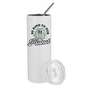 Be Kind To Our Planet Funny Save The Earth Retro Gift Stainless Steel Tumbler