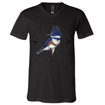 Belted Kingfisher The Original Bird Punk V-Neck T-Shirt