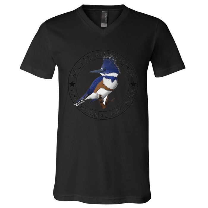 Belted Kingfisher The Original Bird Punk V-Neck T-Shirt