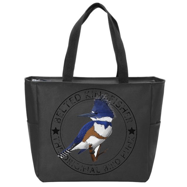 Belted Kingfisher The Original Bird Punk Zip Tote Bag