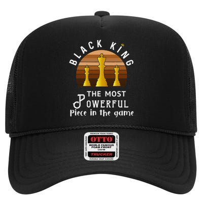 Black King The Most Powerful Piece in The Game Juneteenth High Crown Mesh Back Trucker Hat