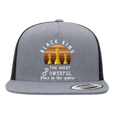 Black King The Most Powerful Piece in The Game Juneteenth Flat Bill Trucker Hat