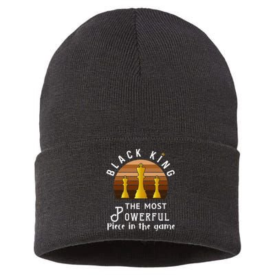 Black King The Most Powerful Piece in The Game Juneteenth Sustainable Knit Beanie