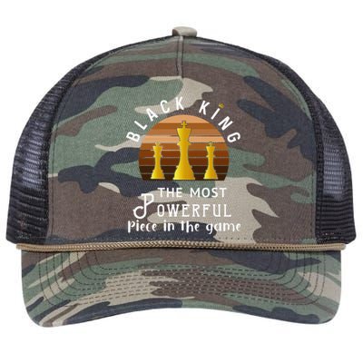 Black King The Most Powerful Piece in The Game Juneteenth Retro Rope Trucker Hat Cap