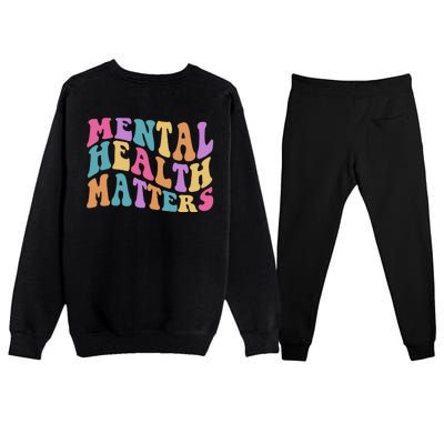 Be Kind To Your Kind Mental Health Matters Back & Front Premium Crewneck Sweatsuit Set