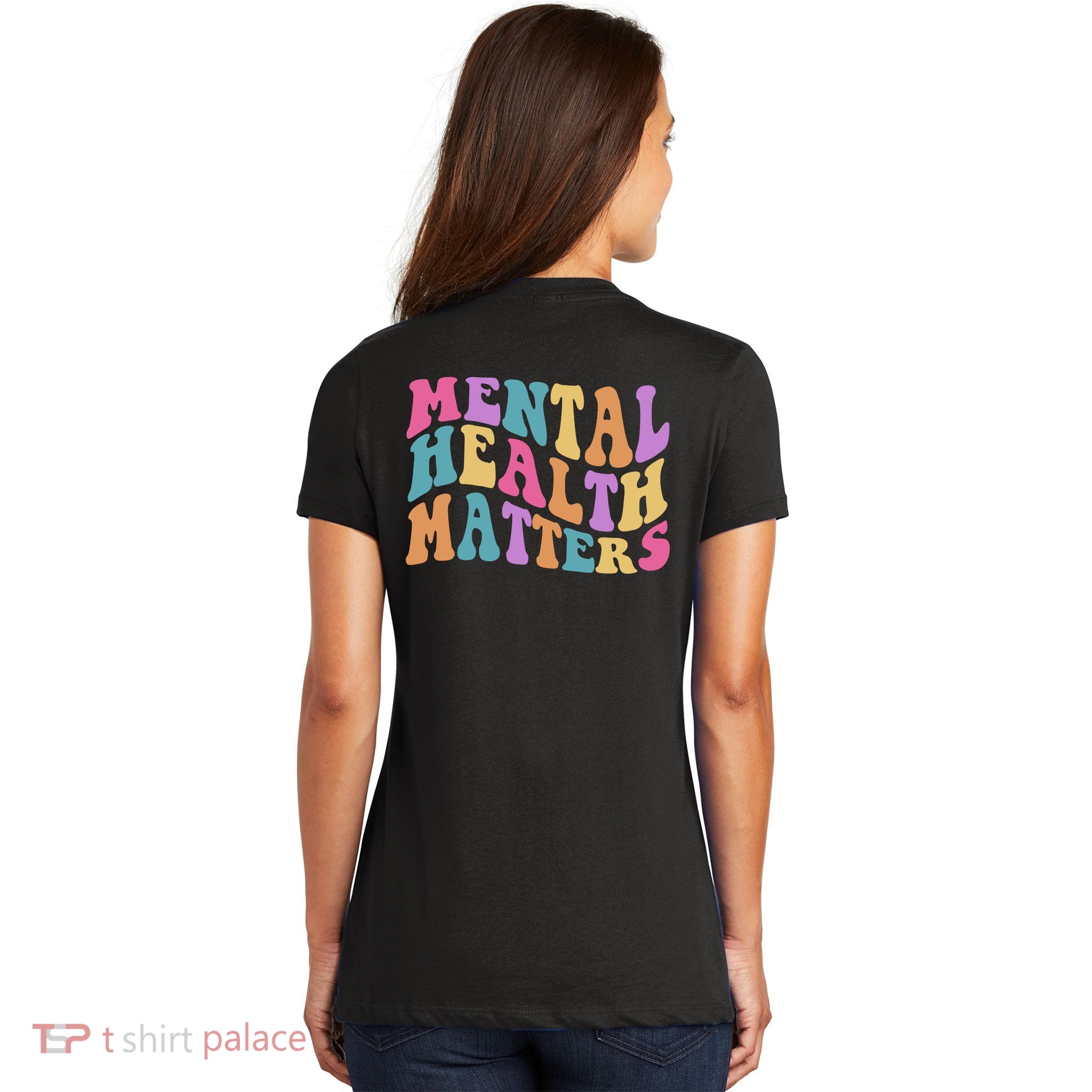 Be Kind To Your Kind Mental Health Matters Back & Front Women's V-Neck T-Shirt