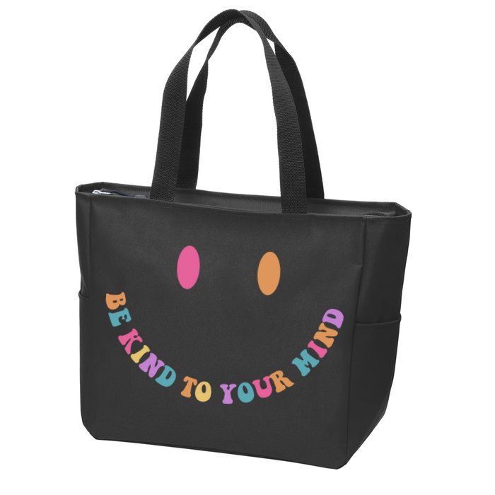 Be Kind To Your Kind Mental Health Matters Back & Front Zip Tote Bag