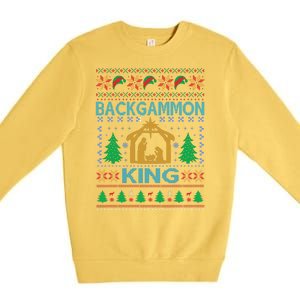 Backgammon King Ugly Christmas Premium Crewneck Sweatshirt