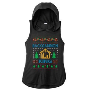 Backgammon King Ugly Christmas Ladies PosiCharge Tri-Blend Wicking Draft Hoodie Tank