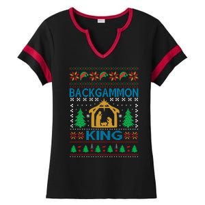 Backgammon King Ugly Christmas Ladies Halftime Notch Neck Tee