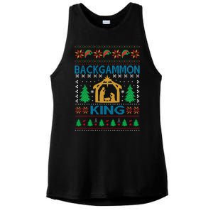 Backgammon King Ugly Christmas Ladies PosiCharge Tri-Blend Wicking Tank