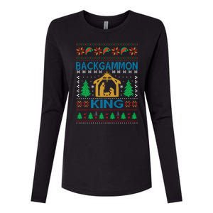 Backgammon King Ugly Christmas Womens Cotton Relaxed Long Sleeve T-Shirt