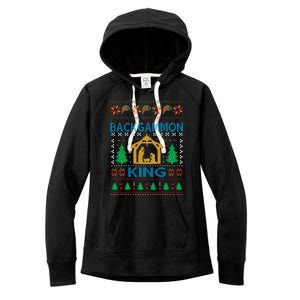 Backgammon King Ugly Christmas Women's Fleece Hoodie