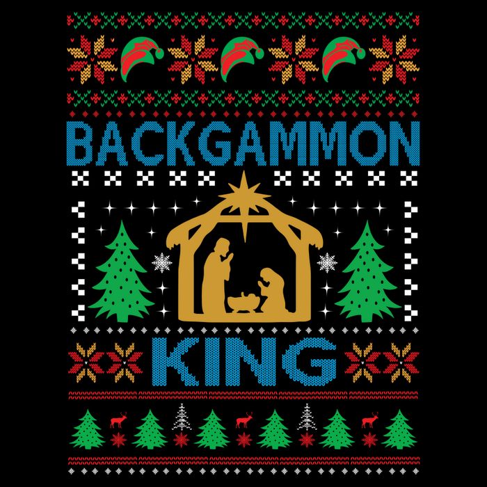 Backgammon King Ugly Christmas Flat Bill Trucker Hat