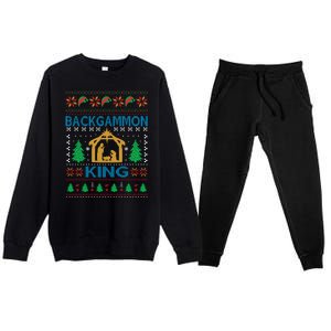 Backgammon King Ugly Christmas Premium Crewneck Sweatsuit Set