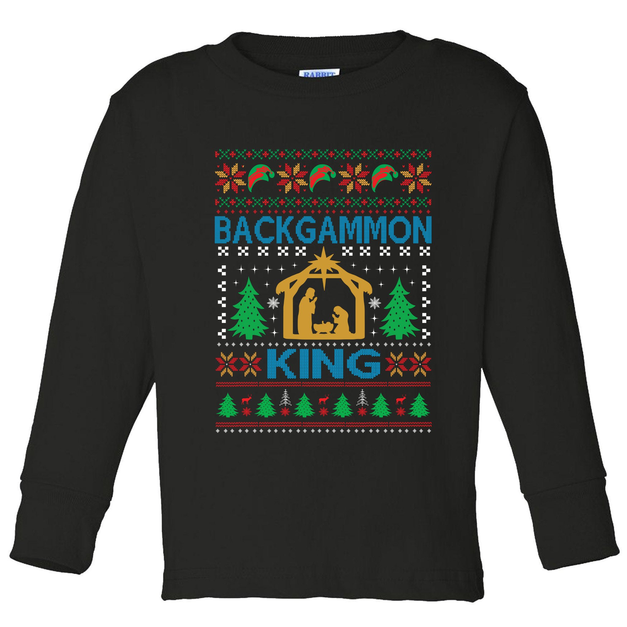 Backgammon King Ugly Christmas Toddler Long Sleeve Shirt