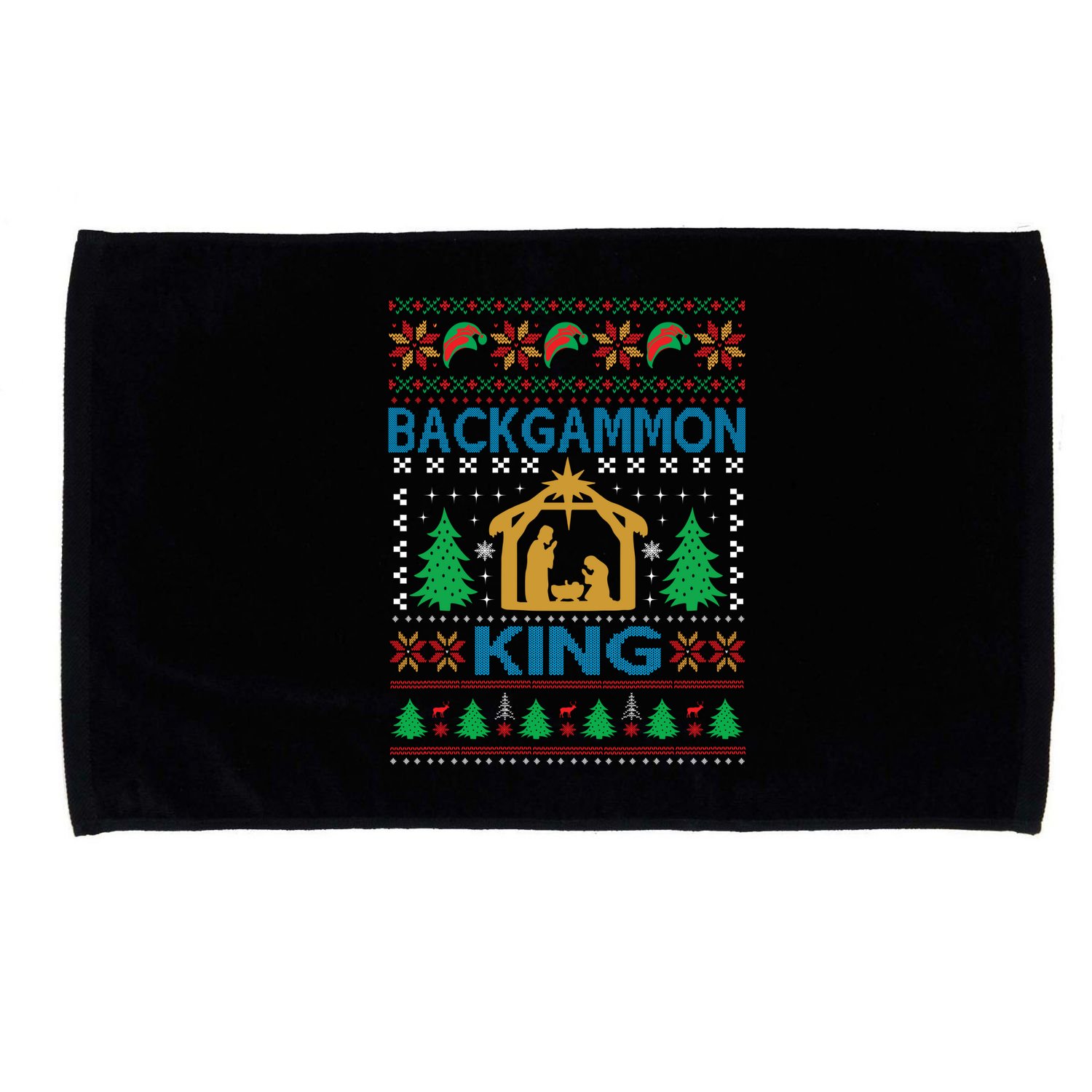 Backgammon King Ugly Christmas Microfiber Hand Towel