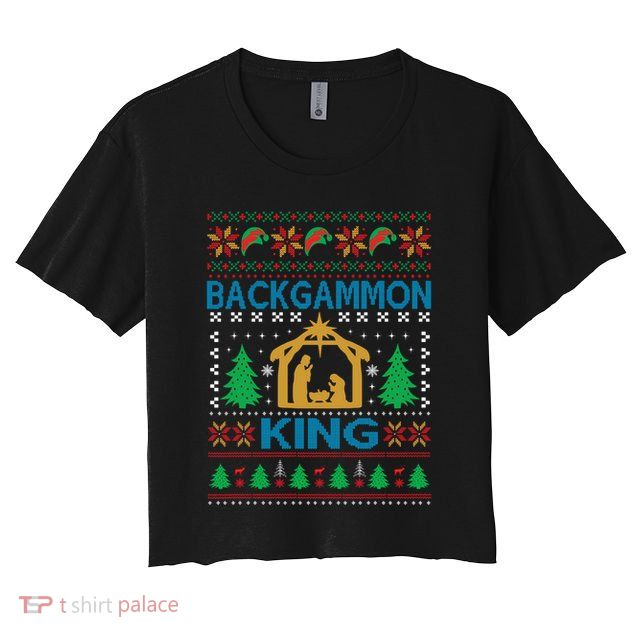 Backgammon King Ugly Christmas Crop Top