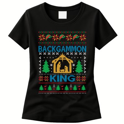 Backgammon King Ugly Christmas Womens T-Shirt