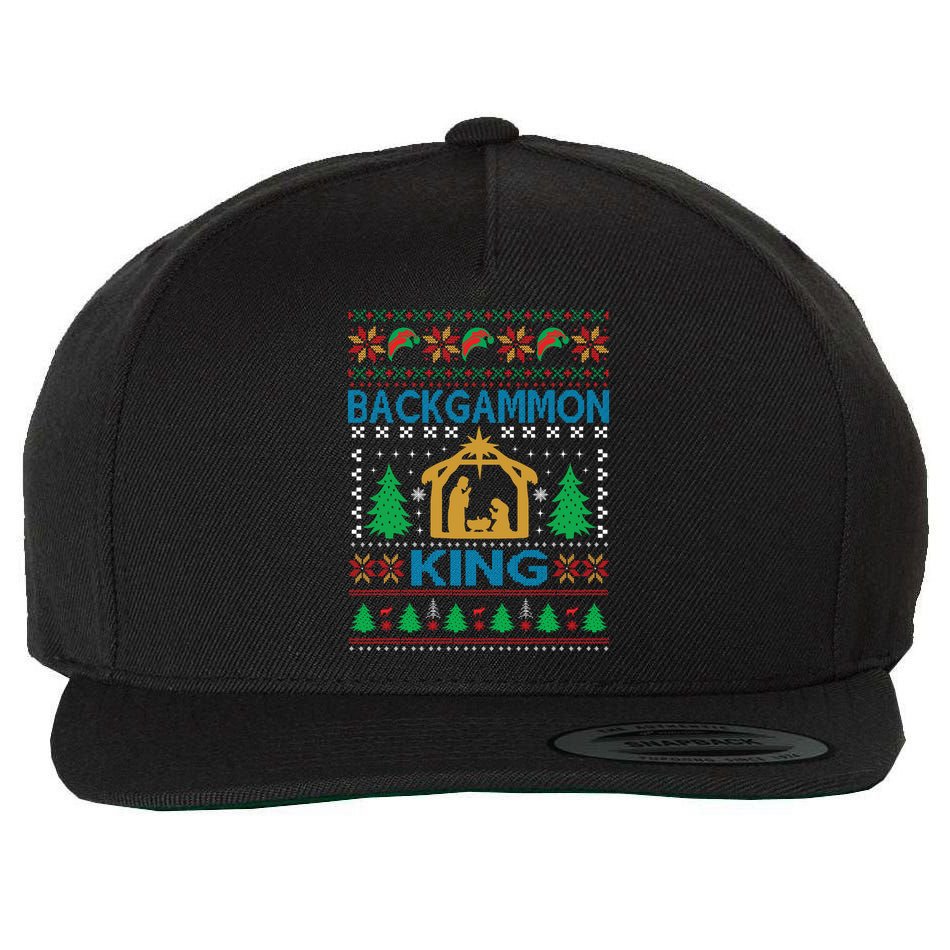 Backgammon King Ugly Christmas Wool Snapback Cap