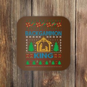 Backgammon King Ugly Christmas Coaster