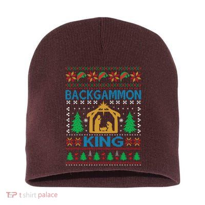 Backgammon King Ugly Christmas Short Acrylic Beanie