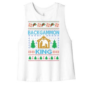 Backgammon King Ugly Christmas Women's Racerback Cropped Tank