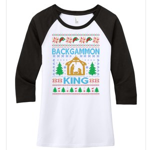 Backgammon King Ugly Christmas Women's Tri-Blend 3/4-Sleeve Raglan Shirt