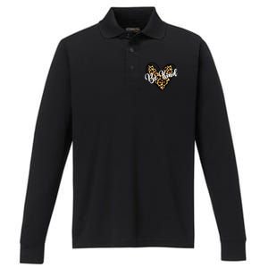 Be Kind Unity Day Orange Anti Bullying Leopard Heart Performance Long Sleeve Polo