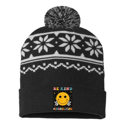 Be Kind Unity Day Orange Anti Bullying Smile Face USA-Made Snowflake Beanie