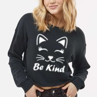 Be Kind Unity Day Anti Bullying Kitten Cropped Pullover Crew