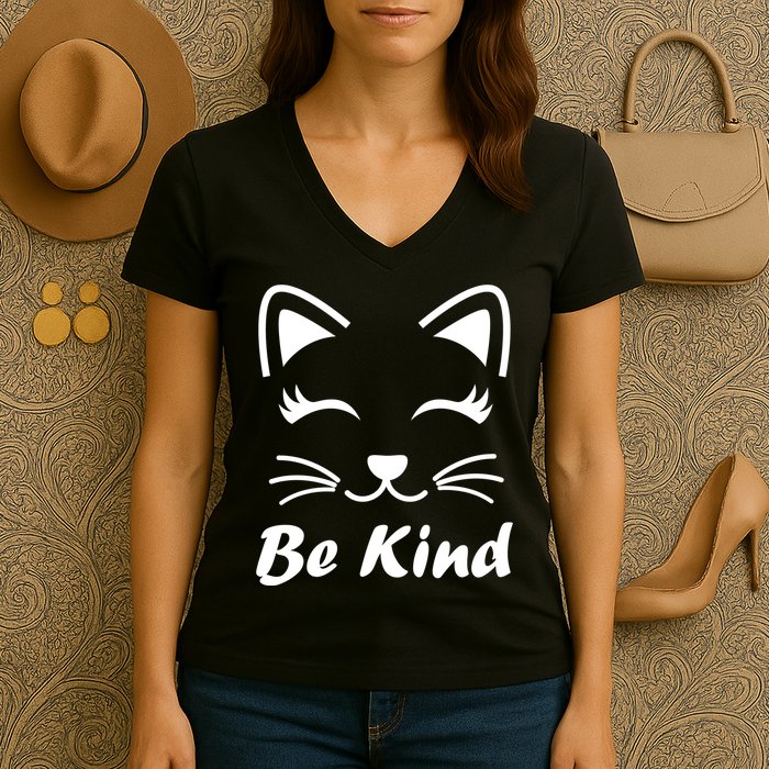 Be Kind Unity Day Anti Bullying Kitten Women's V-Neck T-Shirt